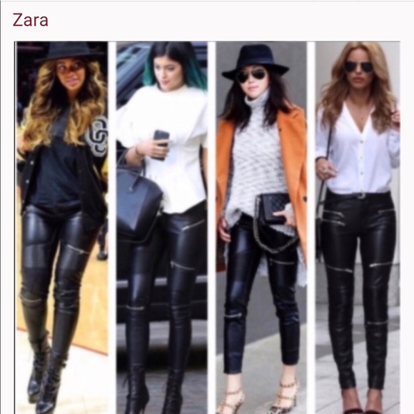 Zara Vegan Leather Moto Jeans extra small - Picture 2 of 4